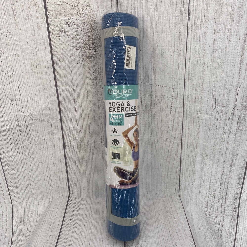 Aduro Sport Yoga Mat Blue 68x24 Gym Workout Fitness Thick Travel Pilates 4MM